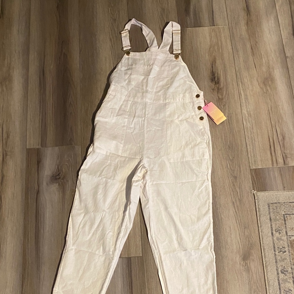 Stoney Clover Lane Cream Cotton Overalls Jumpsuit